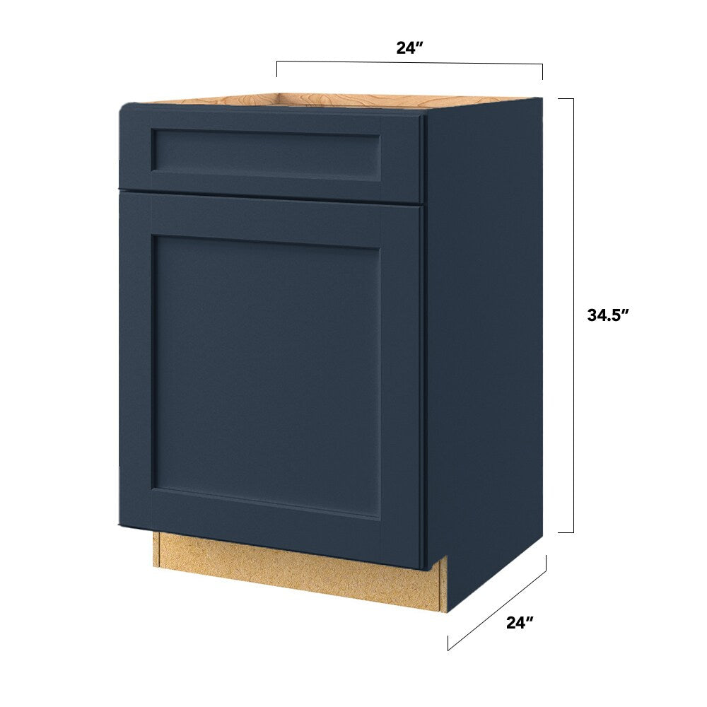 allen + roth Port 24-in W x 34.5-in H x 24-in D Navy 1-Drawer Base Fully Assembled Cabinet (Flat Panel Shaker Style)