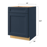 allen + roth Port 24-in W x 34.5-in H x 24-in D Navy 1-Drawer Base Fully Assembled Cabinet (Flat Panel Shaker Style)