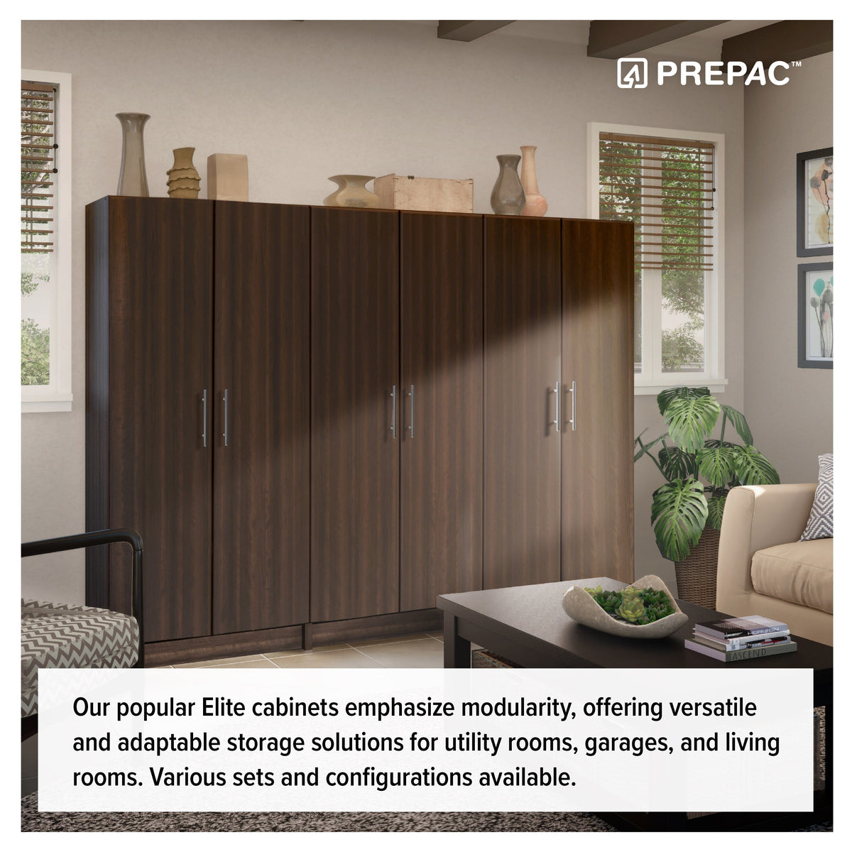 Prepac Elite 32-in W x 65-in H Wood Composite Espresso Freestanding Utility Storage Cabinet