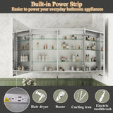 ExBrite Luvia 40-in x 32-in Lighted LED Fog Free Surface/Recessed Mount Silver Mirrored Soft Close Medicine Cabinet with Outlet