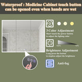 ExBrite Luvia 48-in x 36-in Lighted LED Fog Free Surface/Recessed Mount Silver Mirrored Soft Close Medicine Cabinet with Outlet