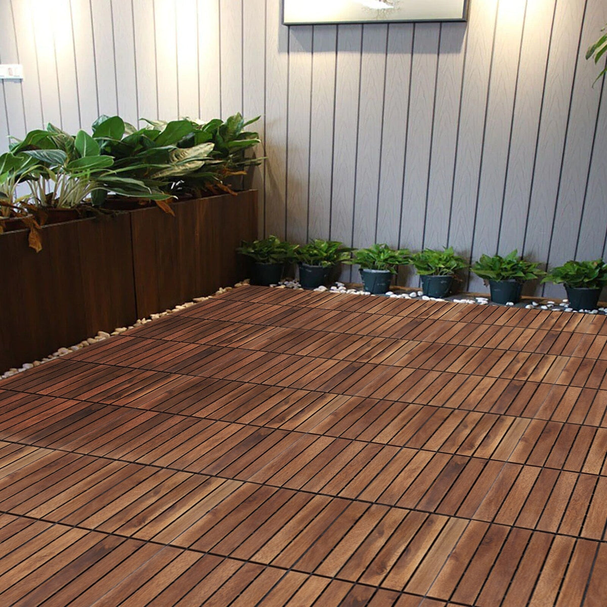 Maocao Hoom 12-in x 12-in Brown Prefinished Pressure Treated Wood Deck Tile (10-sq ft)