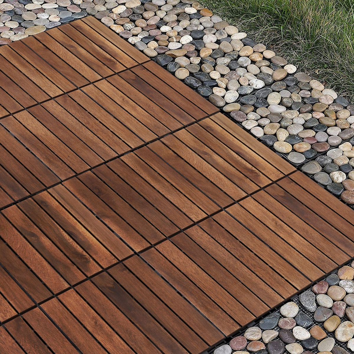Maocao Hoom 12-in x 12-in Brown Prefinished Pressure Treated Wood Deck Tile (10-sq ft)