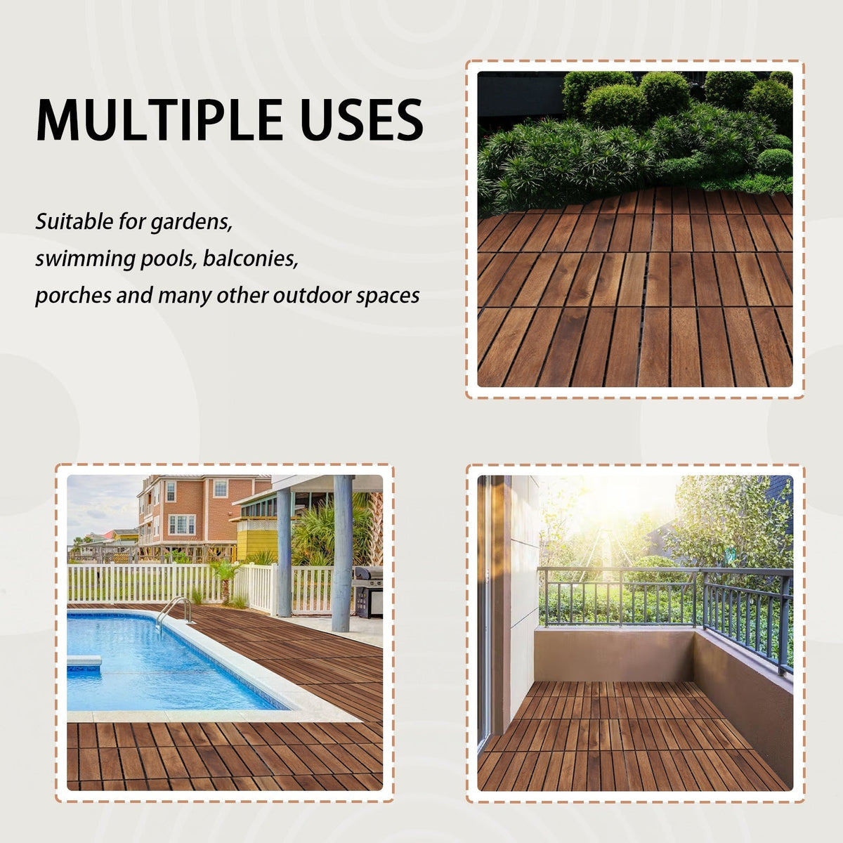 Maocao Hoom 12-in x 12-in Brown Prefinished Pressure Treated Wood Deck Tile (10-sq ft)