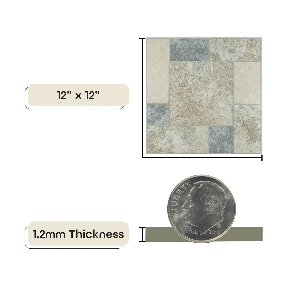 Achim Tivoli Marble Block 12-in x 12-in Peel-and-Stick Vinyl Tile Flooring, 45-sq ft Carton