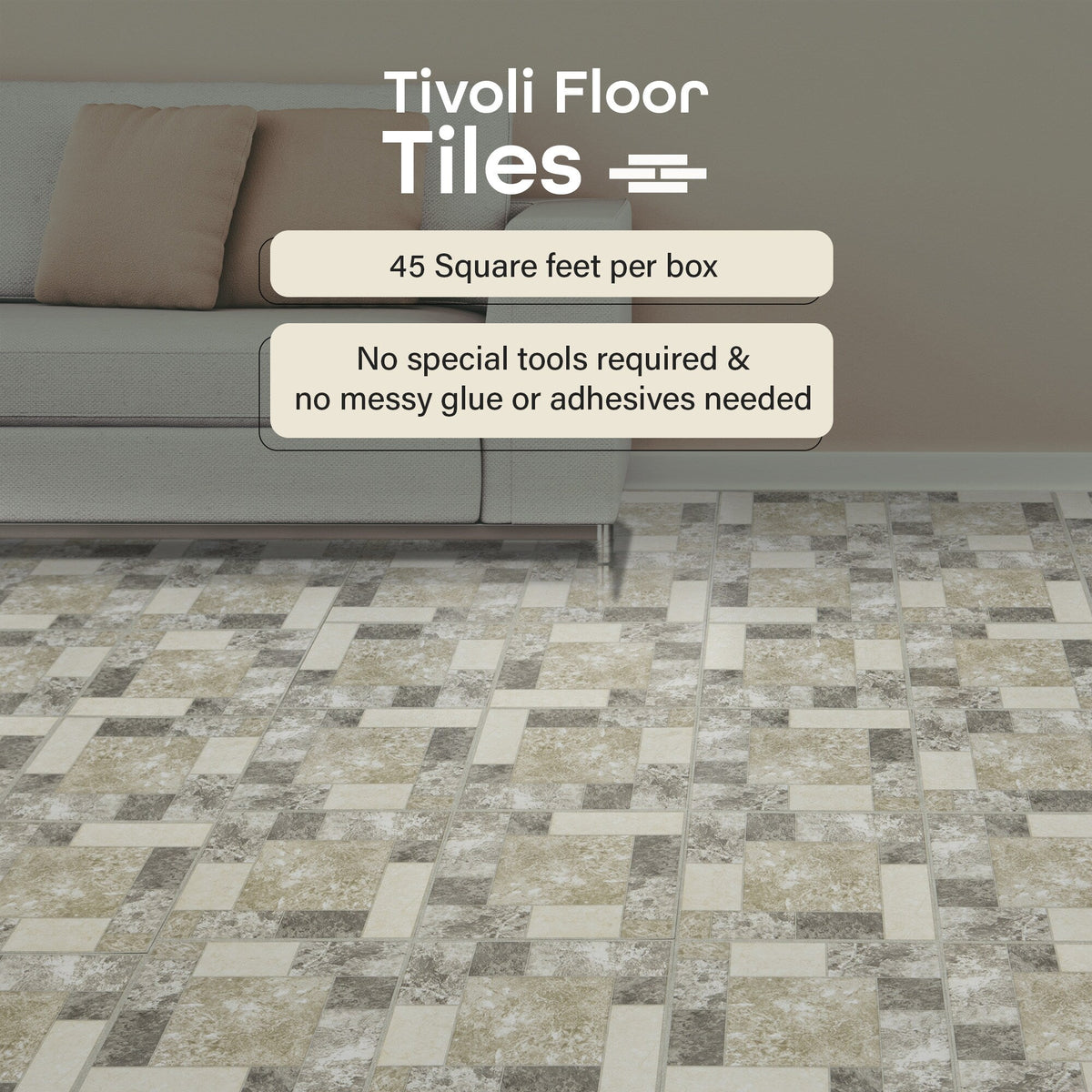 Achim Tivoli Marble Block 12-in x 12-in Peel-and-Stick Vinyl Tile Flooring, 45-sq ft Carton