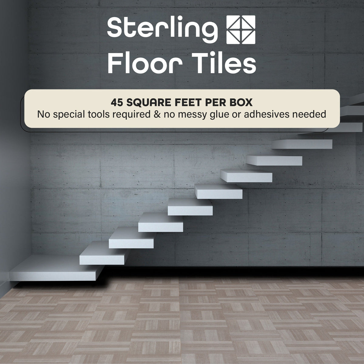 Achim Sterling Ash Grey Wood 12-in x 12-in Peel-and-Stick Vinyl Tile Flooring, 45-sq ft Carton