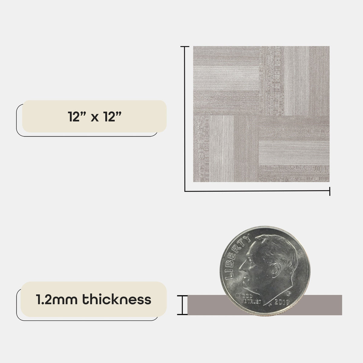 Achim Sterling Ash Grey Wood 12-in x 12-in Peel-and-Stick Vinyl Tile Flooring, 45-sq ft Carton