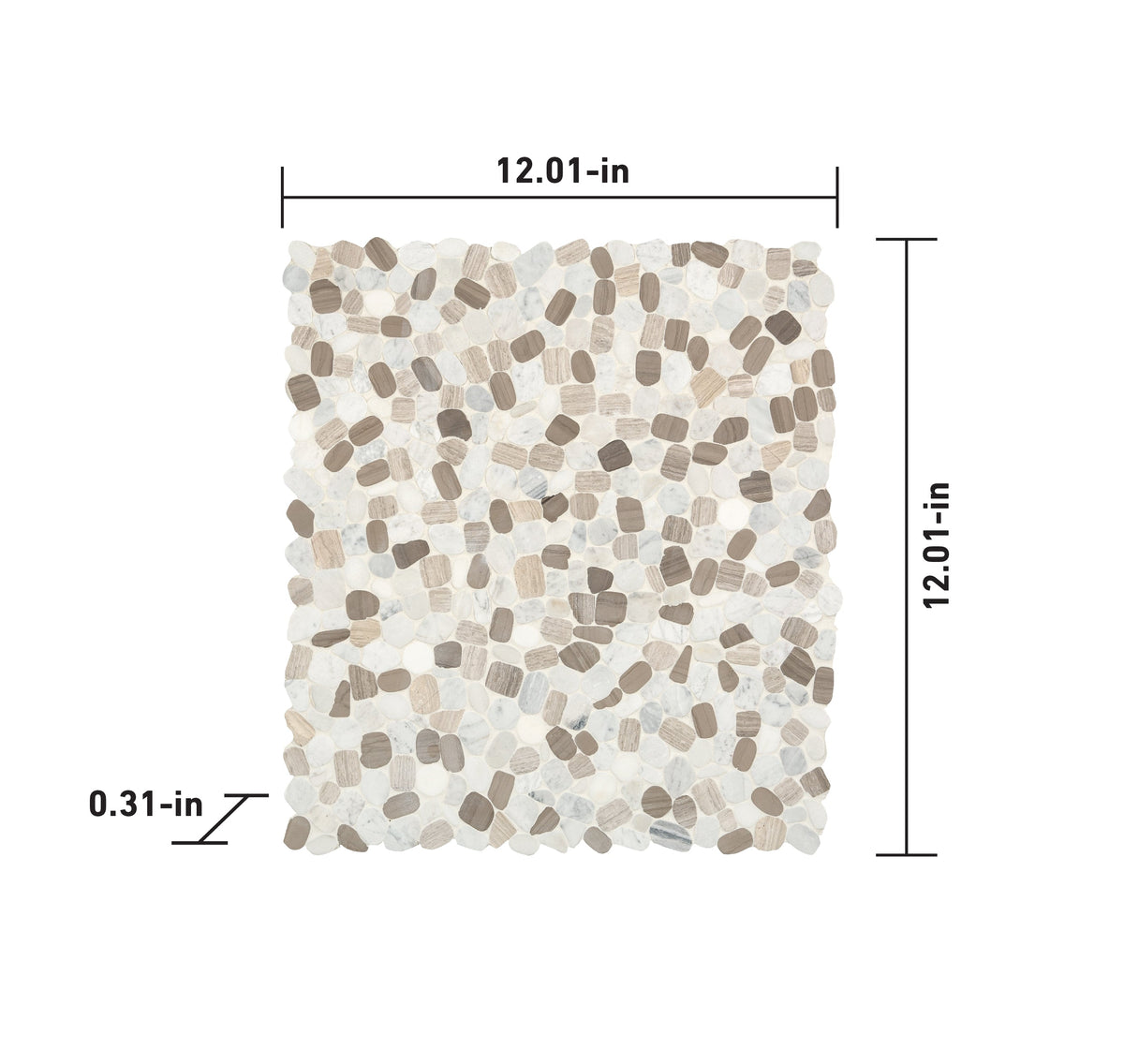 Satori Mixed Warm Blend 12-in x 12-in Honed Natural Stone Marble Pebble Floor and Wall Tile (9.6-sq ft/Carton)