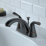 Project Source Dover Oil-Rubbed Bronze 2-Handle 4-in Centerset WaterSense Bathroom Sink Faucet with Drain