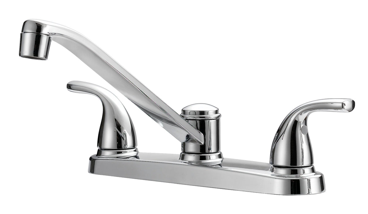 Project Source Dover Chrome 2-Handle Deck-Mount Low-Arc Kitchen Faucet with Deck Plate