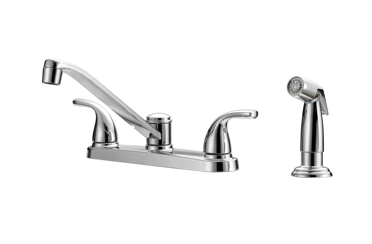 Project Source Dover Chrome 2-Handle Low-Arc Deck-Mount Kitchen Faucet with Side Sprayer and Deck Plate