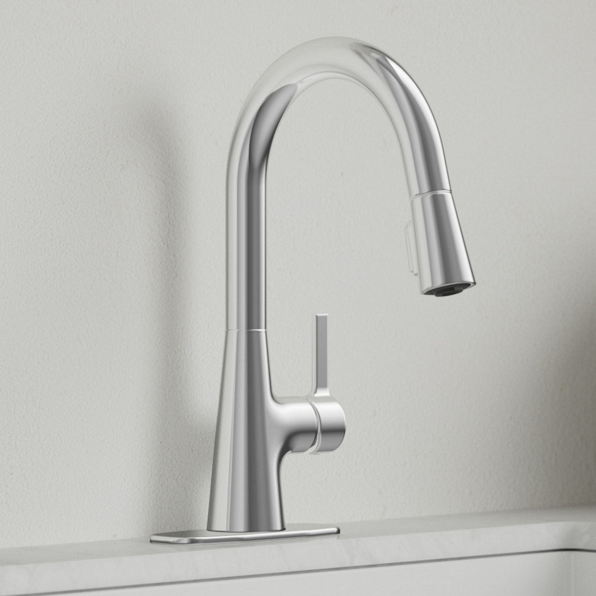allen + roth Gillen Stainless Utility Faucet with Pulldown Sprayer