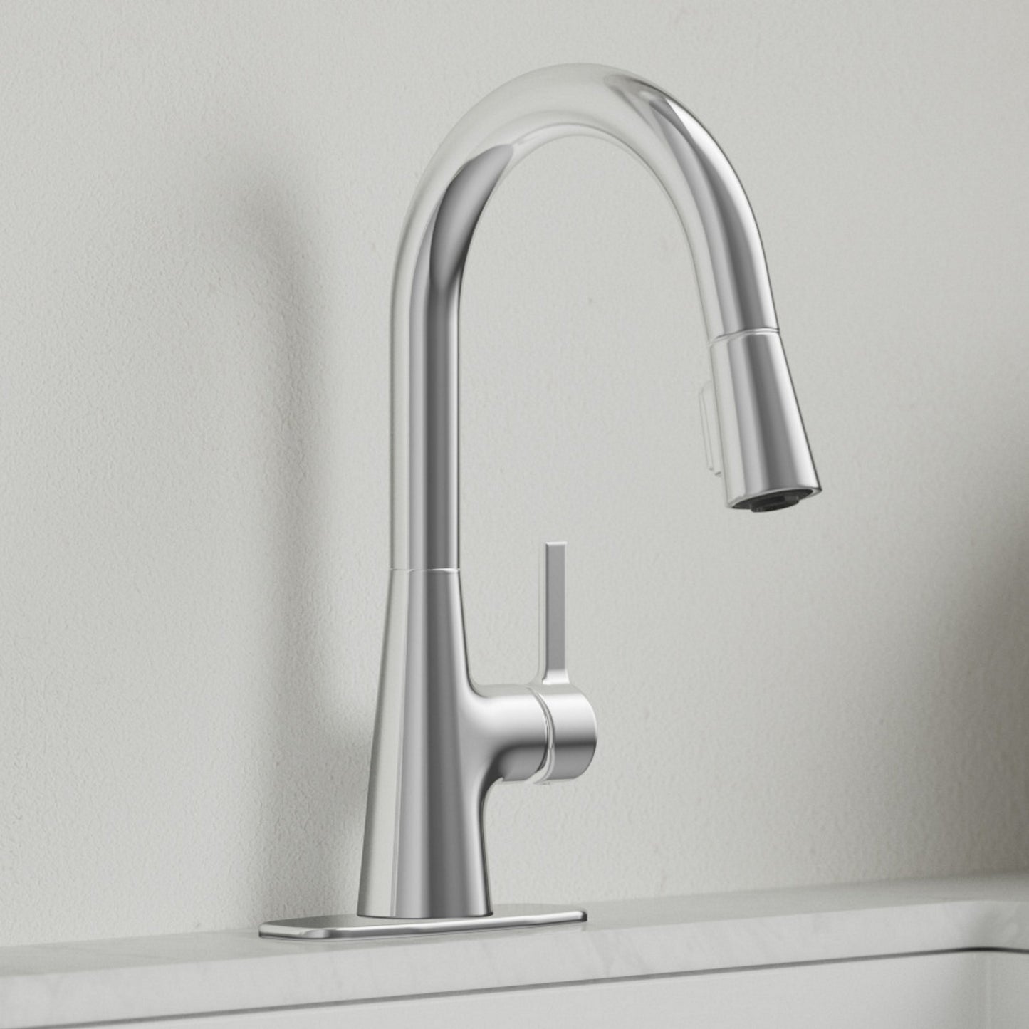 allen + roth Gillen Stainless Utility Faucet with Pulldown Sprayer