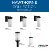 Progress Lighting Hawthorne 60-Watt 17.25-in Textured Black Outdoor Post Lantern, Etched Seeded Glass