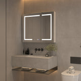 AAZJ V4 36-in x 30-in Lighted LED Fog Free Surface/Recessed Mount Silver Soft Close Medicine Cabinet
