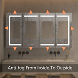 AAZJ V4 60-in x 32-in Lighted LED Fog Free Surface/Recessed Mount Silver Mirrored Soft Close Medicine Cabinet
