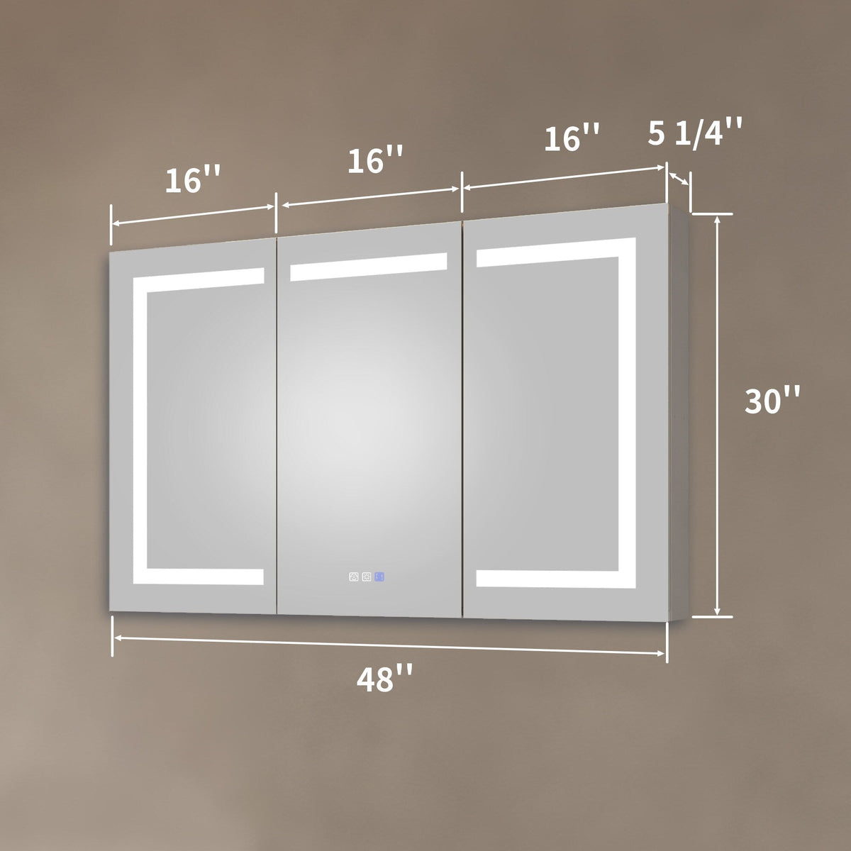 AAZJ V4 48-in x 30-in Lighted LED Fog Free Surface/Recessed Mount Silver Soft Close Medicine Cabinet