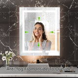 AAZJ EX11 30-in x 36-in Lighted LED Fog Free Surface/Recessed Mount Silver Mirrored Soft Close Medicine Cabinet