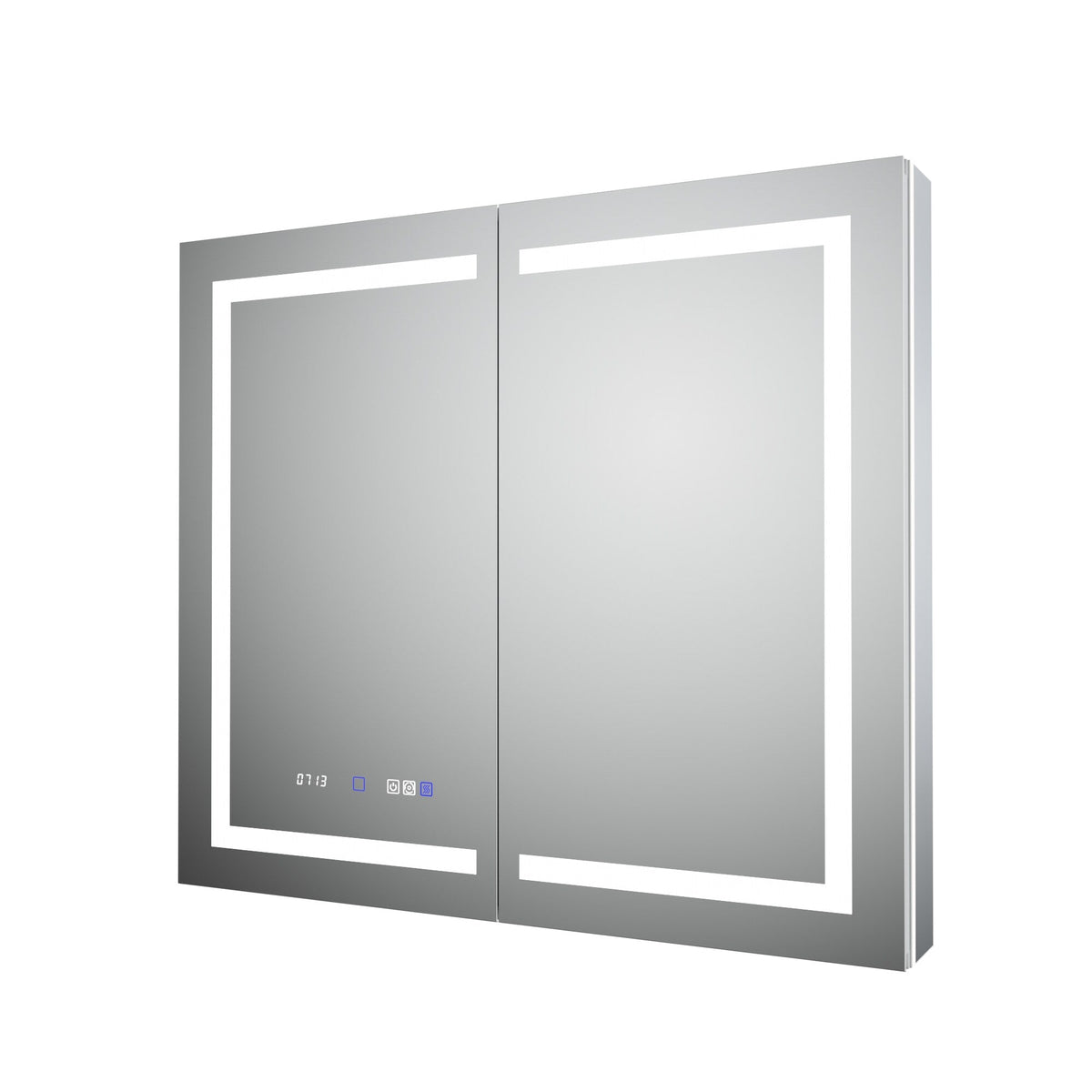 AAZJ EX11 42-in x 36-in Lighted LED Fog Free Surface/Recessed Mount Silver Mirrored Soft Close Medicine Cabinet with Outlet