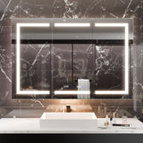 AAZJ EX11 54-in x 36-in Lighted LED Fog Free Surface/Recessed Mount Silver Mirrored Soft Close Medicine Cabinet