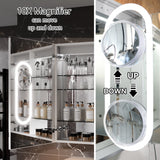 AAZJ EX11 42-in x 36-in Lighted LED Fog Free Surface/Recessed Mount Silver Mirrored Soft Close Medicine Cabinet with Outlet