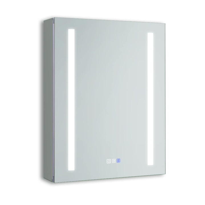 AAZJ V4 20-in x 26-in Lighted LED Fog Free Surface/Recessed Mount Silver Mirrored Medicine Cabinet
