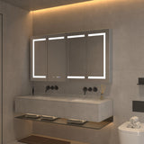 AAZJ V4 60-in x 32-in Lighted LED Fog Free Surface/Recessed Mount Silver Mirrored Soft Close Medicine Cabinet