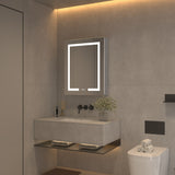 AAZJ V4 24-in x 30-in Lighted LED Fog Free Surface/Recessed Mount Silver Mirrored Soft Close Medicine Cabinet