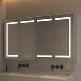 AAZJ V4 60-in x 32-in Lighted LED Fog Free Surface/Recessed Mount Silver Mirrored Soft Close Medicine Cabinet