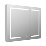 AAZJ V4 36-in x 30-in Lighted LED Fog Free Surface/Recessed Mount Silver Soft Close Medicine Cabinet