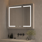 AAZJ V4 36-in x 30-in Lighted LED Fog Free Surface/Recessed Mount Silver Soft Close Medicine Cabinet