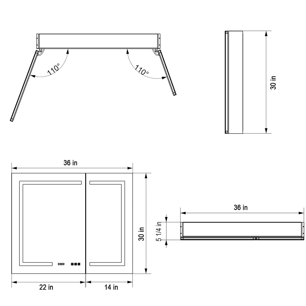 AAZJ V4 36-in x 30-in Lighted LED Fog Free Surface/Recessed Mount Silver Soft Close Medicine Cabinet