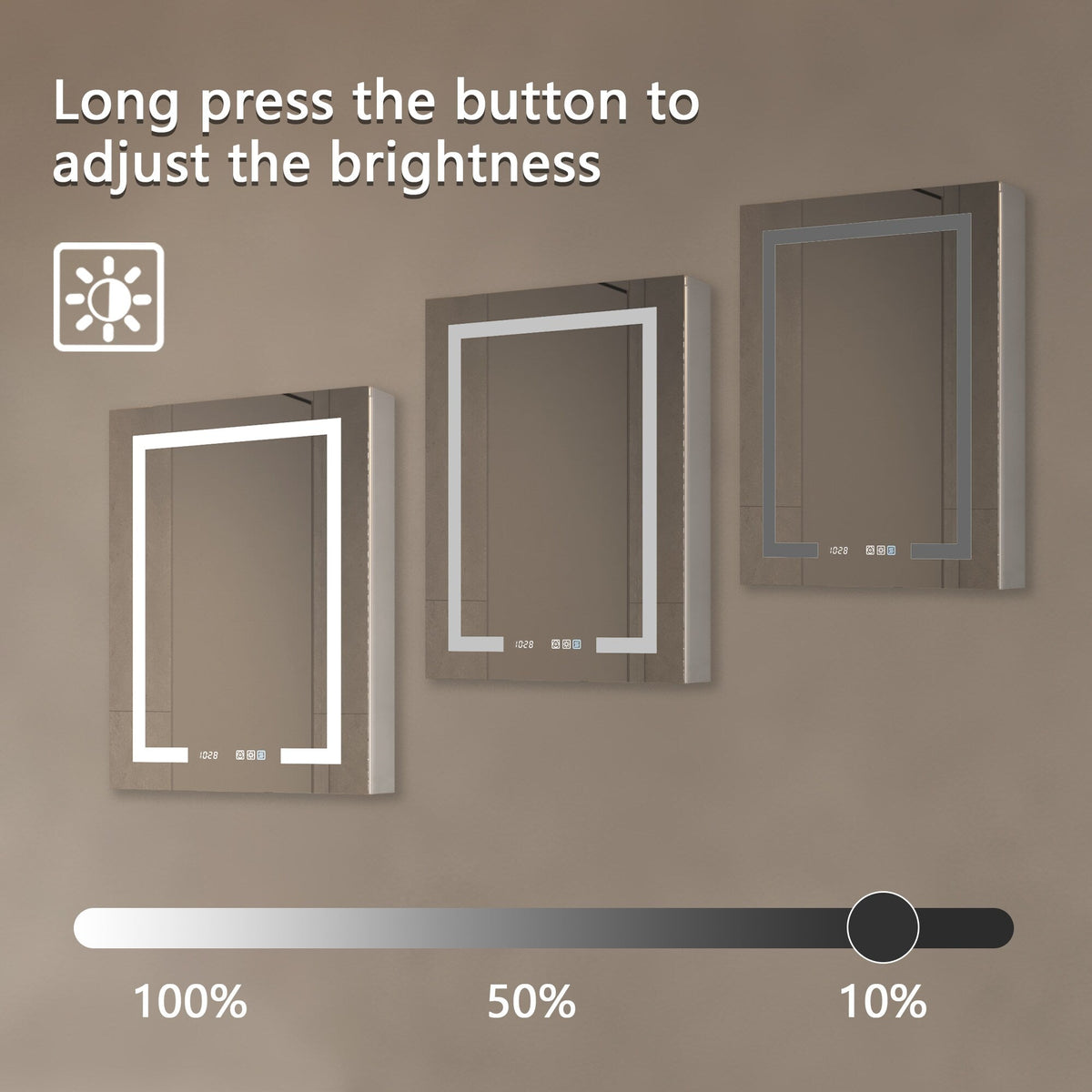AAZJ V4 24-in x 32-in Lighted LED Fog Free Surface/Recessed Mount Silver Mirrored Soft Close Medicine Cabinet