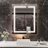 AAZJ EX11 30-in x 36-in Lighted LED Fog Free Surface/Recessed Mount Silver Mirrored Soft Close Medicine Cabinet