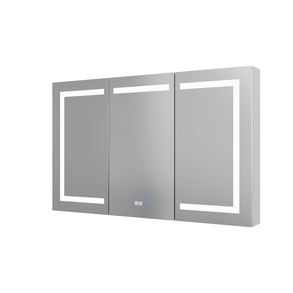 AAZJ V4 48-in x 30-in Lighted LED Fog Free Surface/Recessed Mount Silver Soft Close Medicine Cabinet
