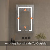 AAZJ V4 24-in x 32-in Lighted LED Fog Free Surface/Recessed Mount Silver Mirrored Soft Close Medicine Cabinet