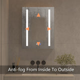 AAZJ V4 20-in x 26-in Lighted LED Fog Free Surface/Recessed Mount Silver Mirrored Medicine Cabinet