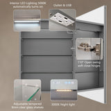 AAZJ V4 24-in x 32-in Lighted LED Fog Free Surface/Recessed Mount Silver Mirrored Soft Close Medicine Cabinet