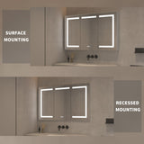 AAZJ V4 48-in x 30-in Lighted LED Fog Free Surface/Recessed Mount Silver Soft Close Medicine Cabinet