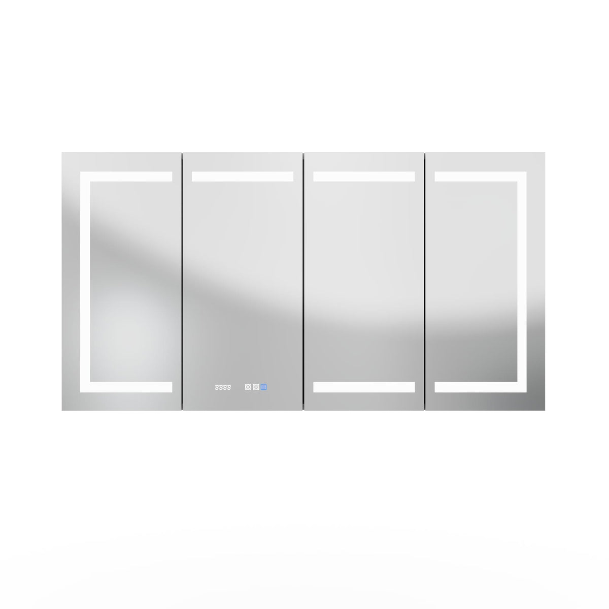 AAZJ V4 60-in x 32-in Lighted LED Fog Free Surface/Recessed Mount Silver Mirrored Soft Close Medicine Cabinet