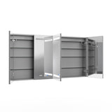AAZJ V4 60-in x 32-in Lighted LED Fog Free Surface/Recessed Mount Silver Mirrored Soft Close Medicine Cabinet