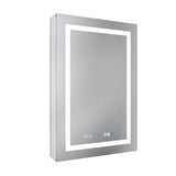 AAZJ EX11 24-in x 36-in Lighted LED Fog Free Surface/Recessed Mount Silver Mirrored Soft Close Medicine Cabinet with Outlet