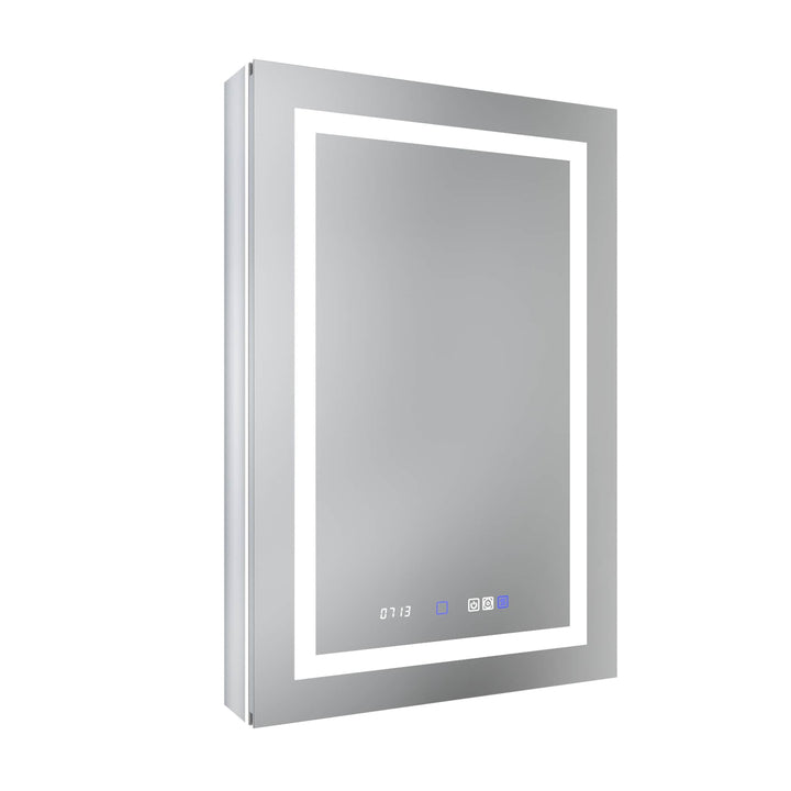 AAZJ EX11 24-in x 36-in Lighted LED Fog Free Surface/Recessed Mount Silver Mirrored Soft Close Medicine Cabinet with Outlet