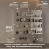 AAZJ V4 24-in x 32-in Lighted LED Fog Free Surface/Recessed Mount Silver Mirrored Soft Close Medicine Cabinet