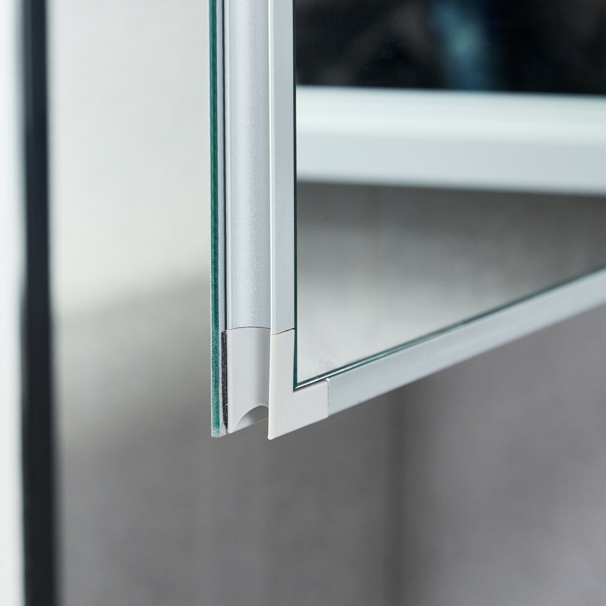 AAZJ KA 15-in x 24-in Surface/Recessed Mount Silver Mirrored Soft Close Medicine Cabinet