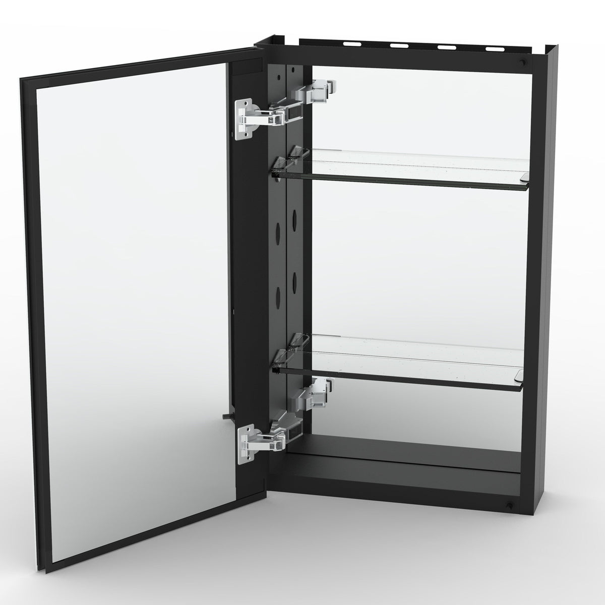 AAZJ KA 15-in x 24-in Surface/Recessed Mount Black Mirrored Soft Close Medicine Cabinet