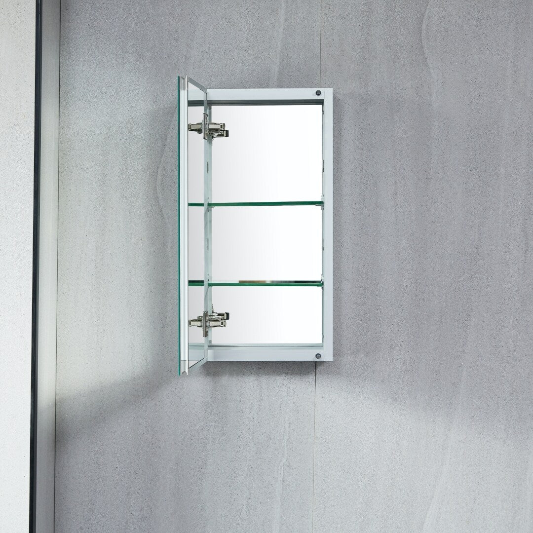 AAZJ KA 15-in x 24-in Surface/Recessed Mount Silver Mirrored Soft Close Medicine Cabinet