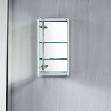 AAZJ KA 15-in x 24-in Surface/Recessed Mount Silver Mirrored Soft Close Medicine Cabinet