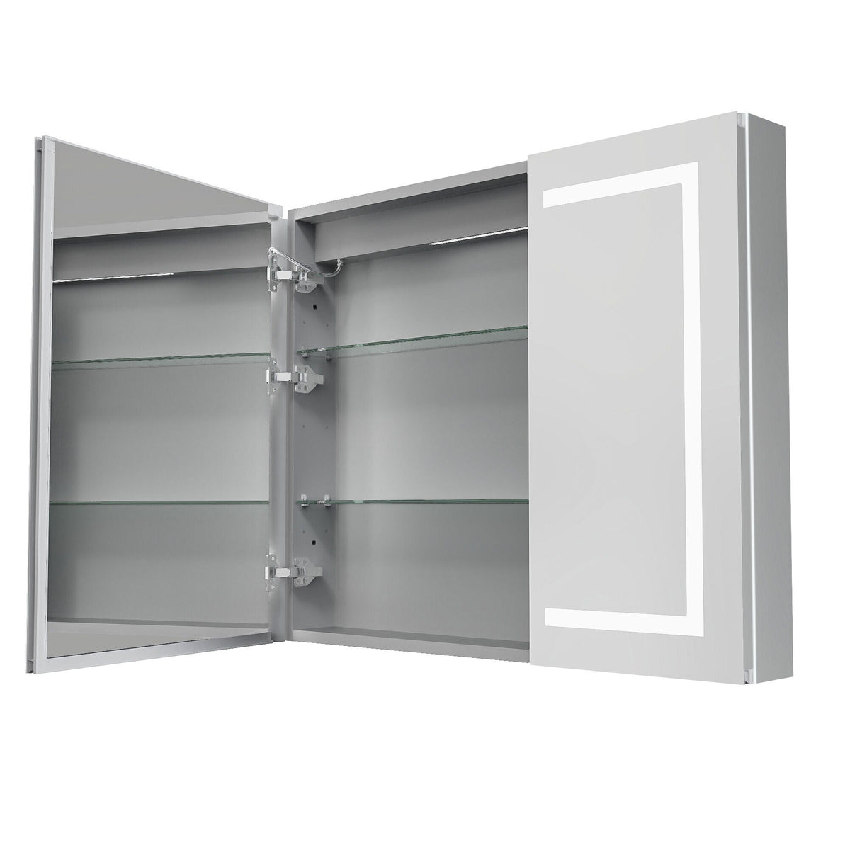 AAZJ V4 36-in x 30-in Lighted LED Fog Free Surface/Recessed Mount Silver Soft Close Medicine Cabinet